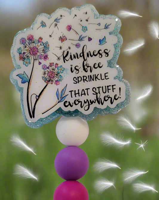 What a great moto to live by with this acrylic badge reel. Kindness Is Free Sprinkle That Stuff Everywhere. It's amazing how 1 simple act can change the day of someone for the better. This badge reel has a light blur glitter back and 3 silicone matching beads to finish the look.