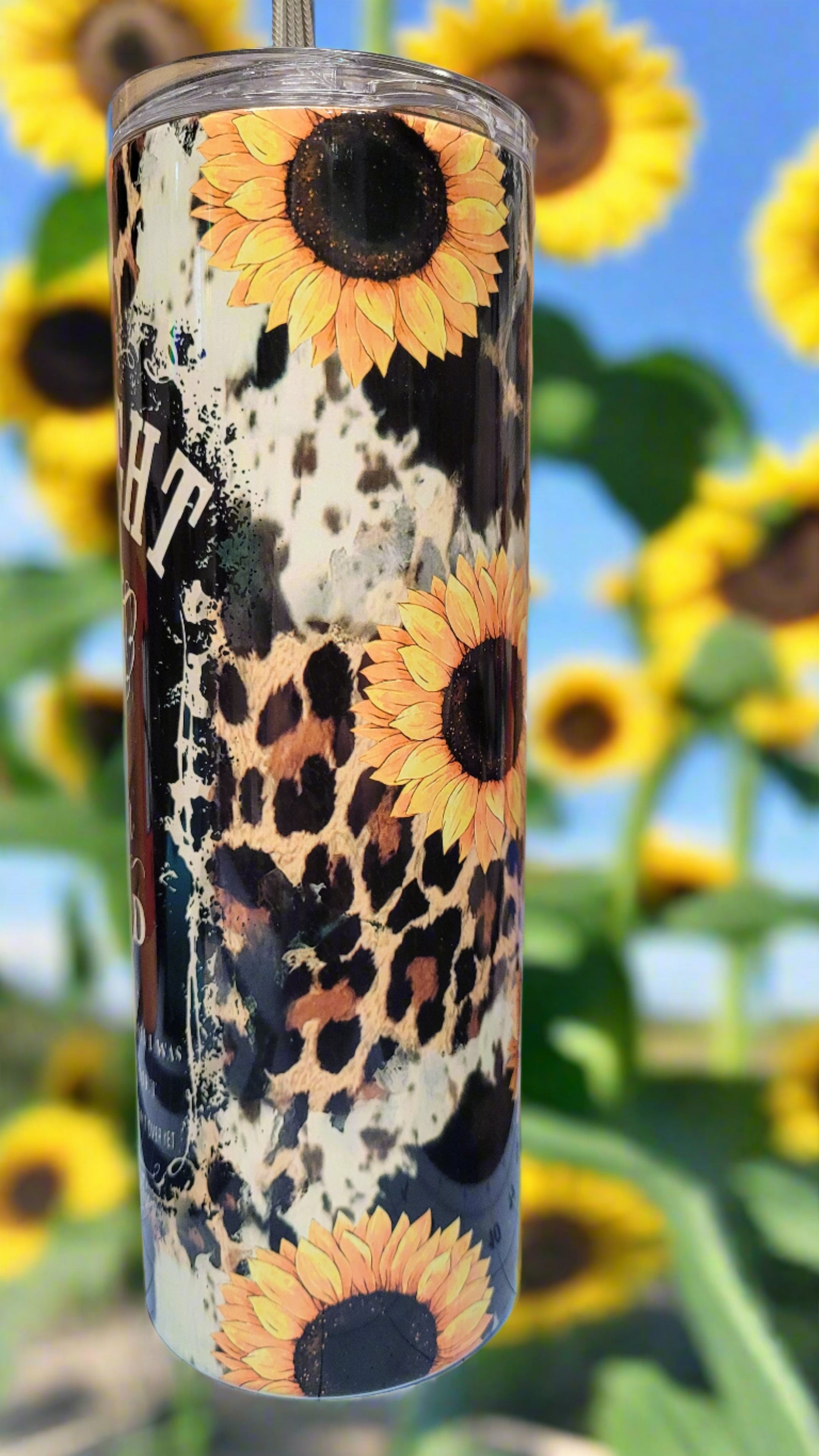 You have heard the song and now here is the tumbler. Last Night...on a leopard print and sunflower background. Enjoy your favorite hot or cold beverage on the go and show off your style as you keep your drinks at the perfect temperature.