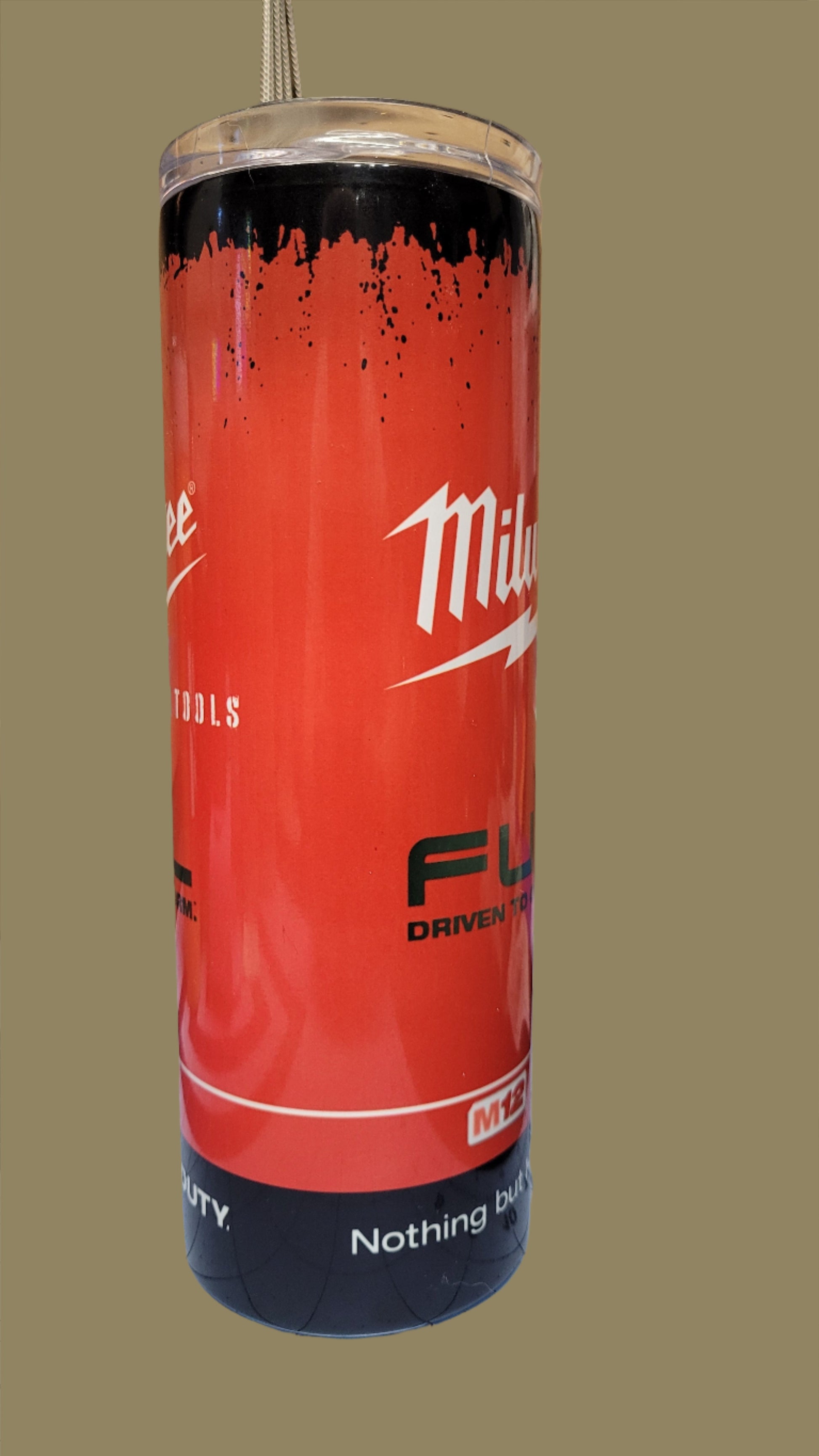 Here we have a Milwaukee Tool Fuel series fully depicting this new look. Great for the mechanic or any handyman. This 20 oz tumbler from Makerflo is made of a stainless steel double-wall construction and is vacuum insulated, with a clear sliding classic lid and a clear straw, and is BPA free. It is capable of retaining cold temperatures for 24+ hours or warm temperatures for up to 8 hours.