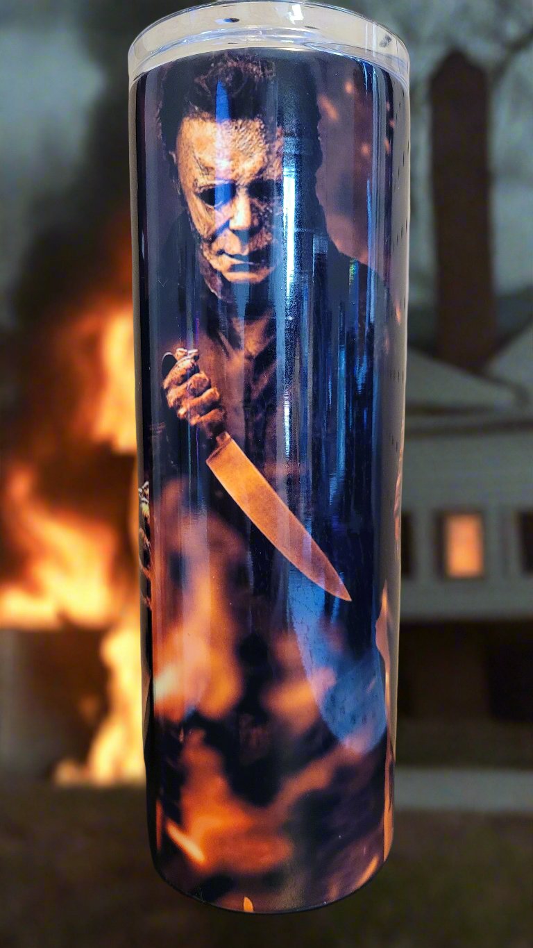 Our horror series sees a new addition.... Michael Myers in all his scary demeanor. Walking out of a fiery background, the thing nightmares are made from.