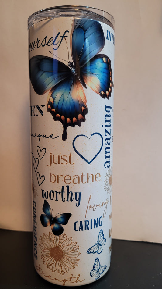 For the ladies who are Strong, Independent, Loving, Caring, Amazing and much more. This 20 oz Makerflo Stainless Steel tumbler pays tribute to your bestie. Its double-wall construction ensures maximum temperature retention and the vacuum insulation preserves your beverage's temperature for 24+ hours when cold and 8 hours when warm. The clear sliding classic lid and clear straw are certified BPA-free.