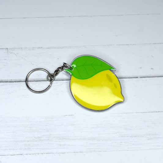 When life gives you lemons....make a keychain. The acrylic based keychain is full on lemon in the shape and coloring. Just need that lemon scent.