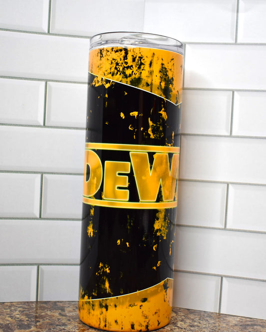 New to our line is our distressed finish look. Here we have a Dewalt Tool image in the classic black & yellow fully depicting this new look. Great for the mechanic or any handyman.