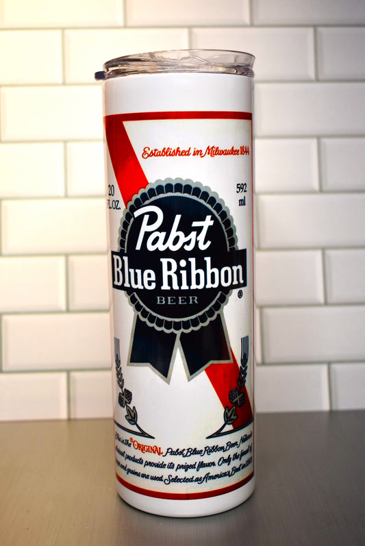 Pabst Beer, PBR Me ASAP This 20 oz stainless steel tumbler from Makerflo is perfect for enjoying a cold beer. Its high-quality powder-coated finish ensure that your beverage stays cold for up to 24 hours and its vacuum-insulated construction keeps hot liquids heated up to 6 hours. 