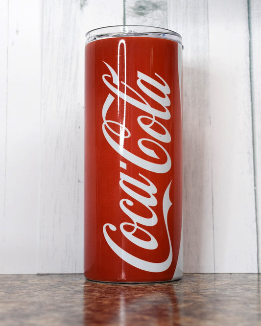 This 20 oz stainless steel tumbler will hold your Coke and give you a smile. Enjoy your favorite hot or cold beverage on the go and show off your style as you keep your drinks at the perfect temperature.