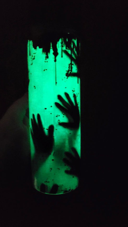 Ok all you horror crime scene buffs. Here we have Murderous Hands. One of our Glow in the Dark series. Charge this in the light and let the green glow do the rest.
