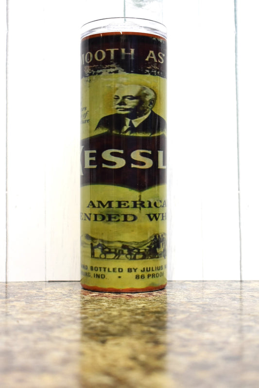  Here is another classic whiskey tumbler with the Kessler image. Called the working man's whiskey, fill this tumbler with ice, some Kesslers and some sour mix and enjoy!