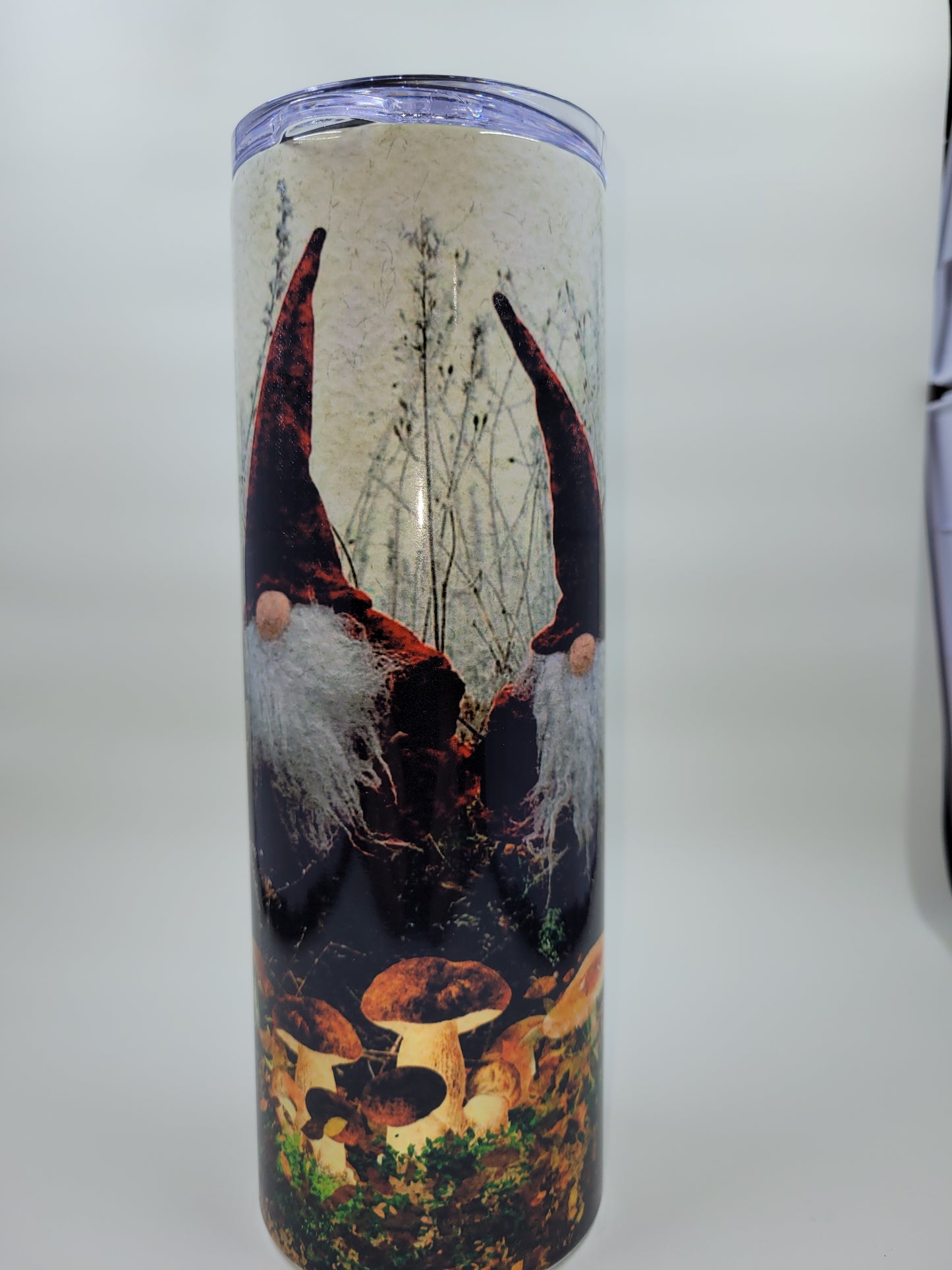 20 oz Stainless Steel tumbler with a gnome winter land image