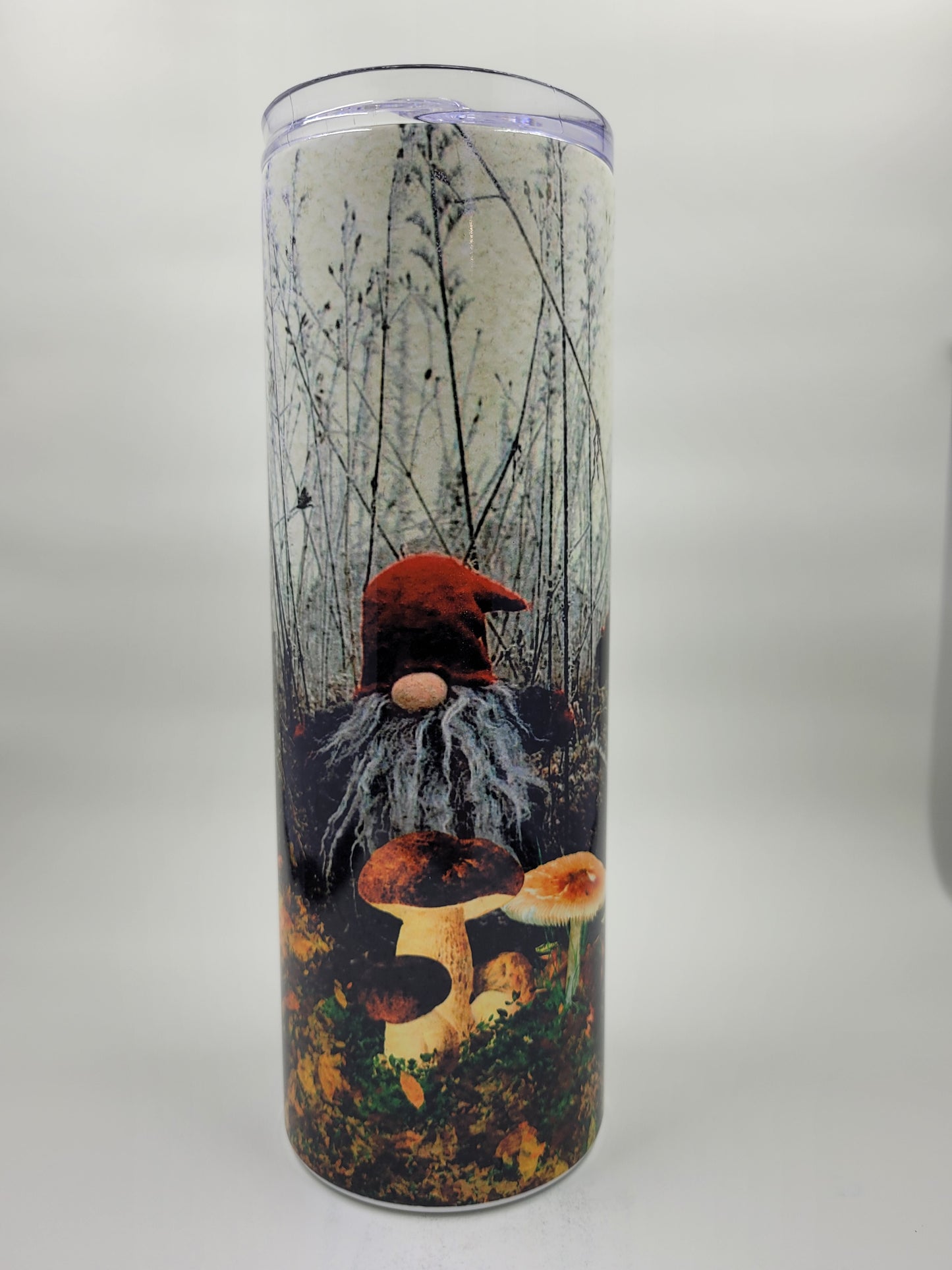 20 oz Stainless Steel tumbler with a gnome winter land image
