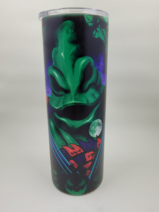 It's the Oogie Boogie man! Our favorite scary ghost visits you from the beyond on this 20 oz tumbler.