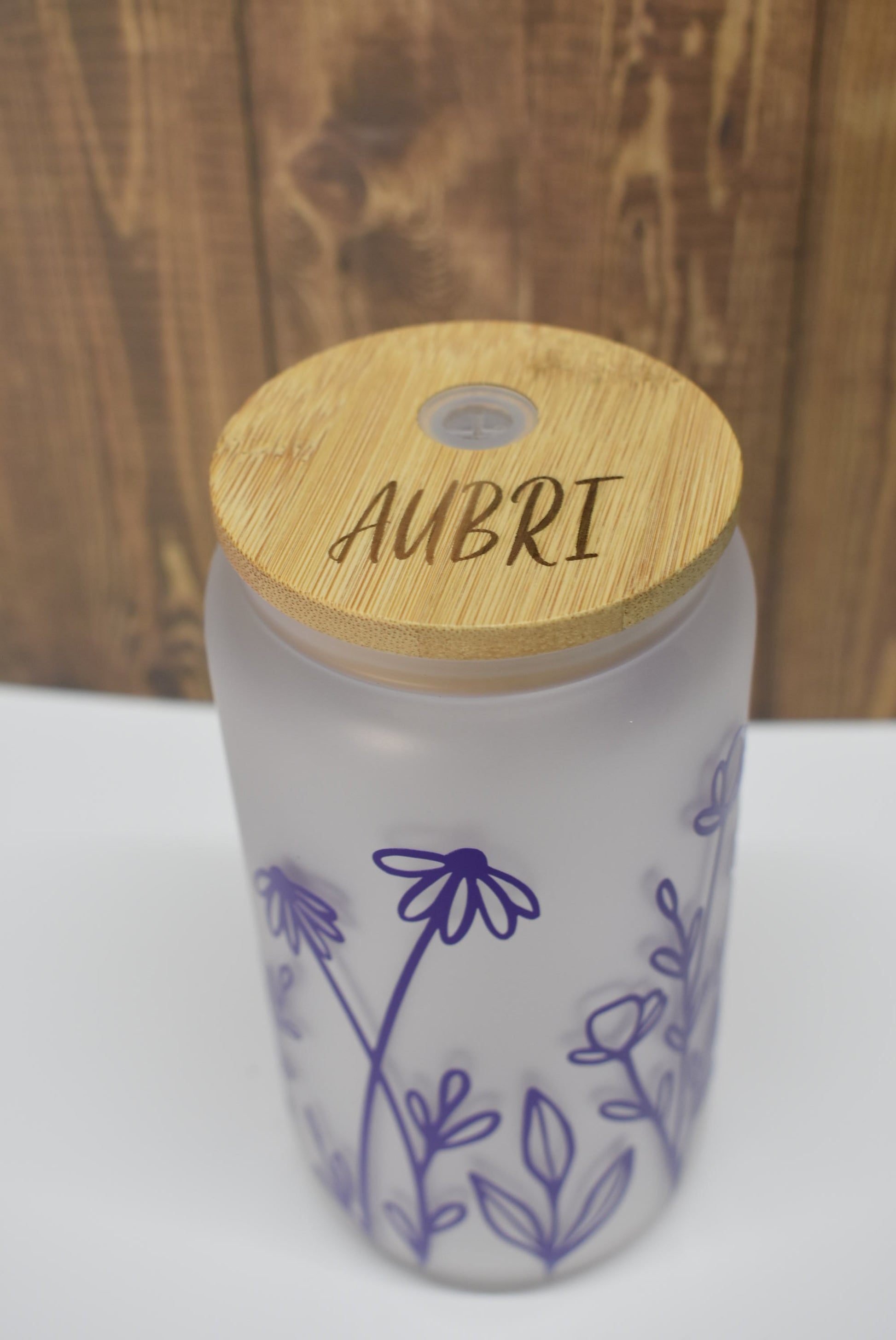 ROSES 16oz Frosted glass, bamboo lid , COLOR CHANGING tumbler