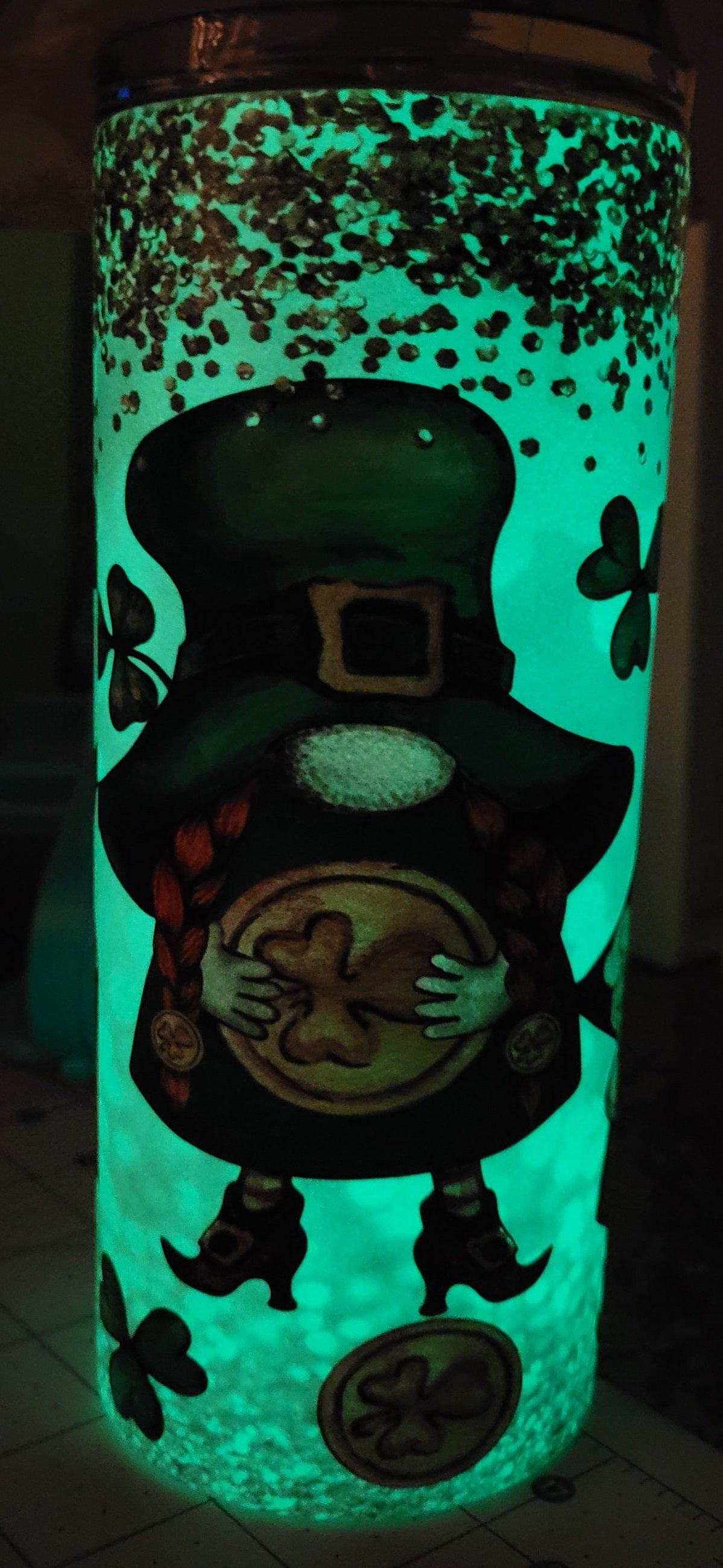 Tumbler Sublimated 3 St Patty's Day Gnomes Glow in the dark