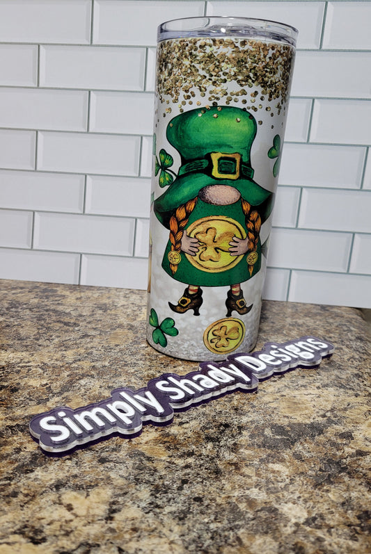 Tumbler Sublimated 3 St Patty's Day Gnomes Glow in the dark