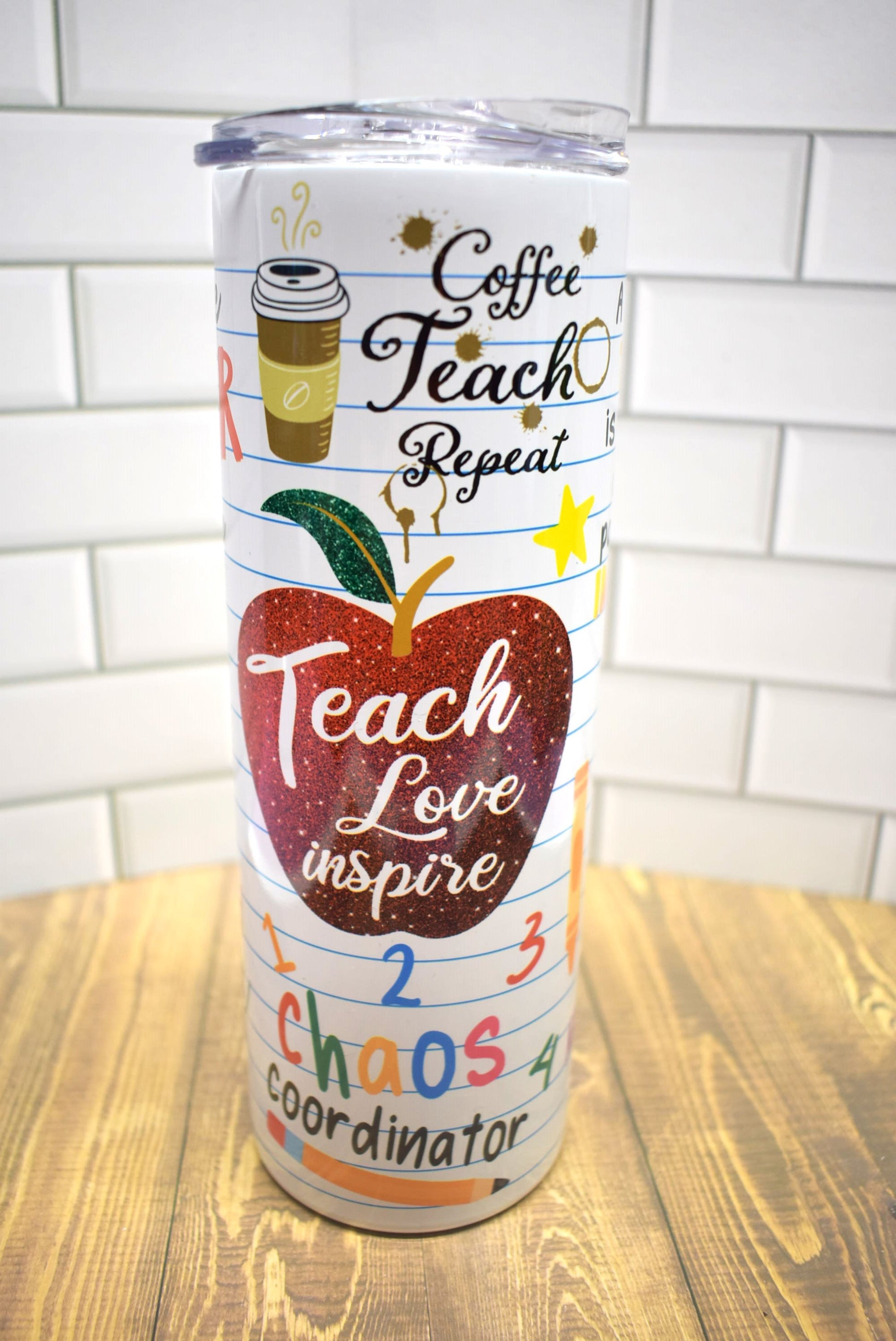 Teacher Tumbler | 20oz Stainless Steel Cup with Lid and Straw
